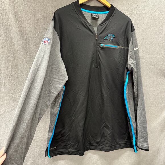 Carolina Panthers Jacket Mens XXL Black Gray 1/2 Zip Pullover Nike NFL Dri Fit - Picture 4 of 8